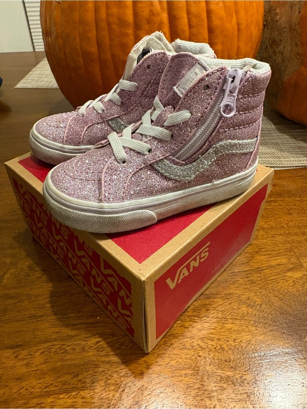 Vans Toddler Glitter High-Top Sneakers in Pink